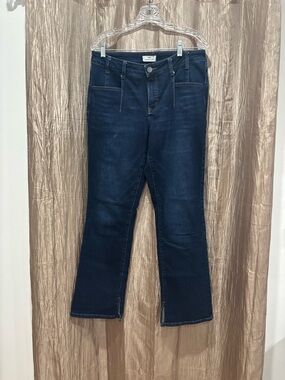 Everflex Navy Boot Cut Jeans with detailed slit on hem Sz 12 mid rise